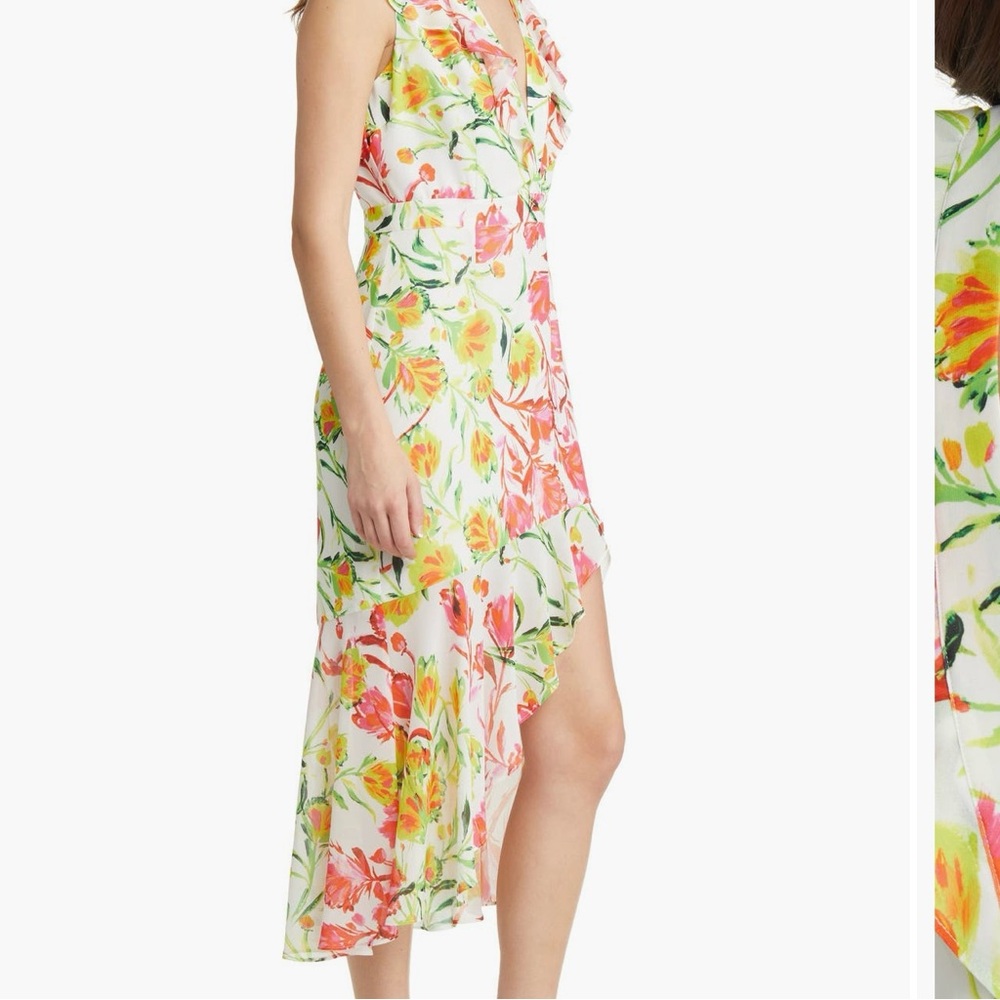 Milly Nanci Floral Slit Front MIDI Dress size 0